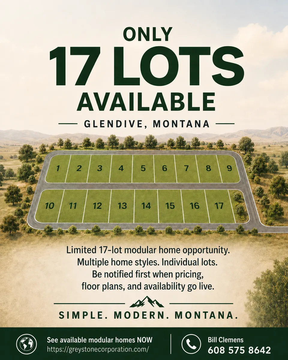 Illustration of 17 planned home lots in Glendive, Montana